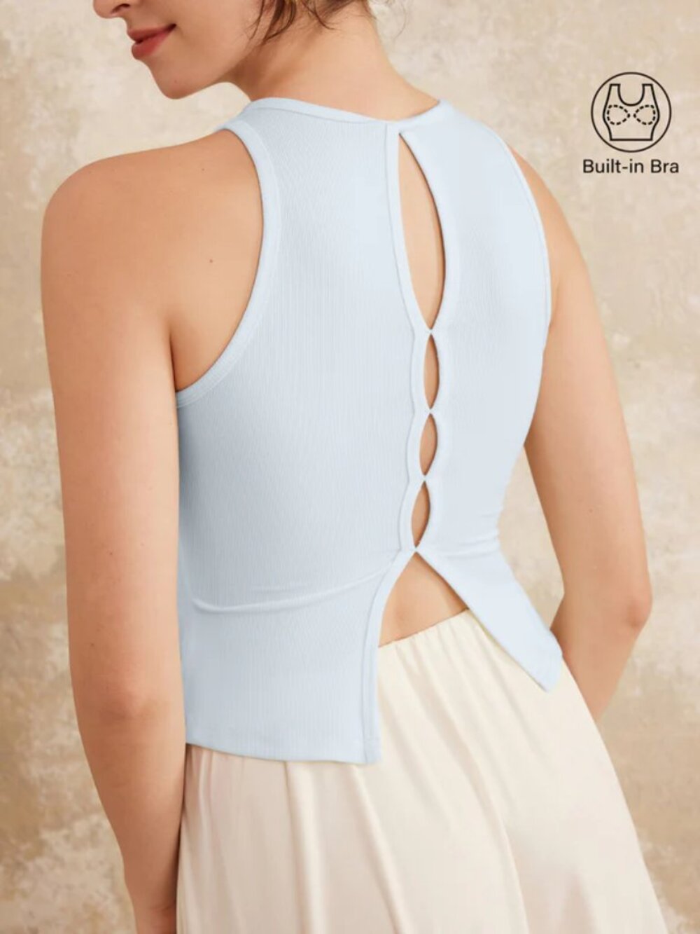 OGL Foam Blue Cut Out Back Cooling Bandless Bra Tank Size Small NWT